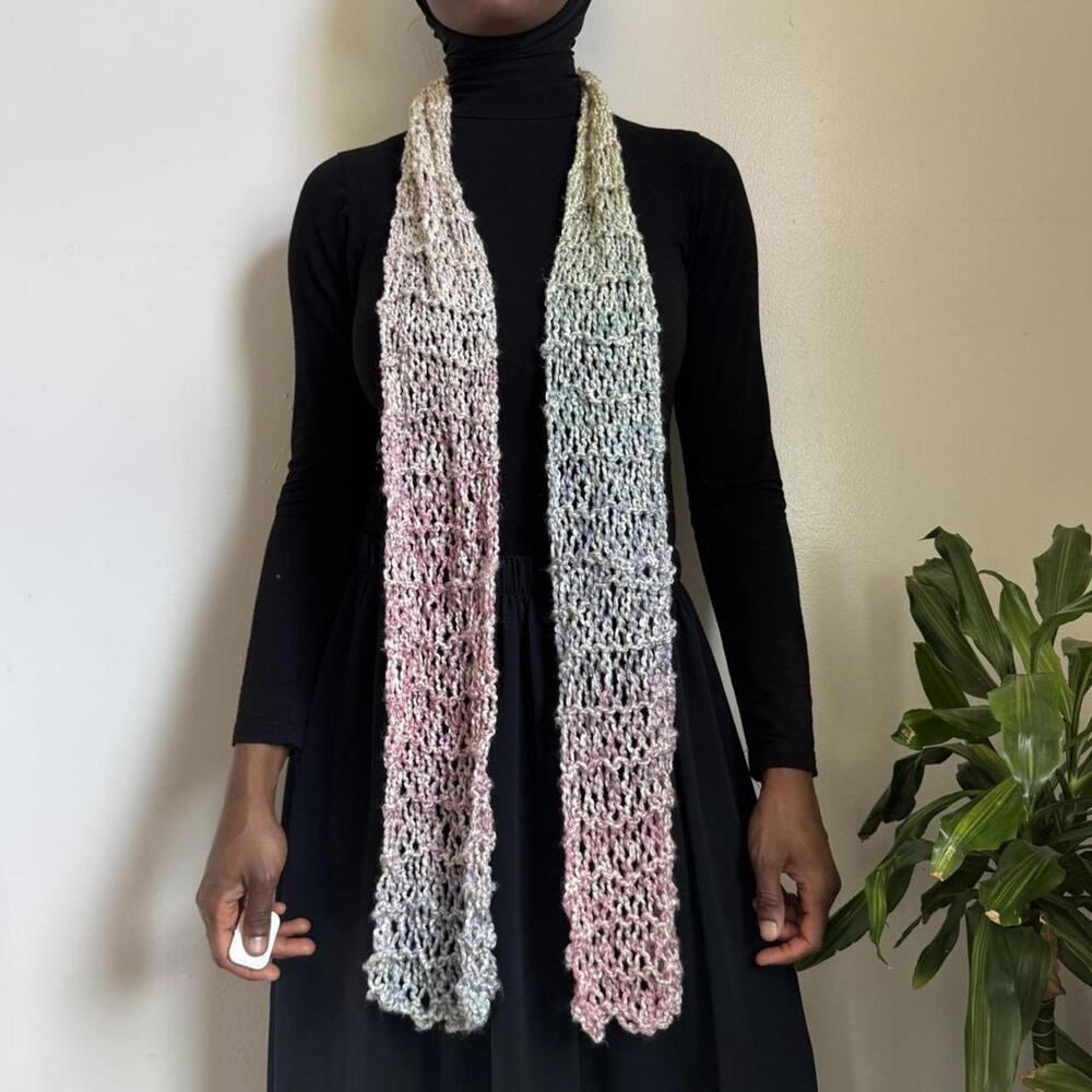 Chunky knit pink multi skinny Scarf